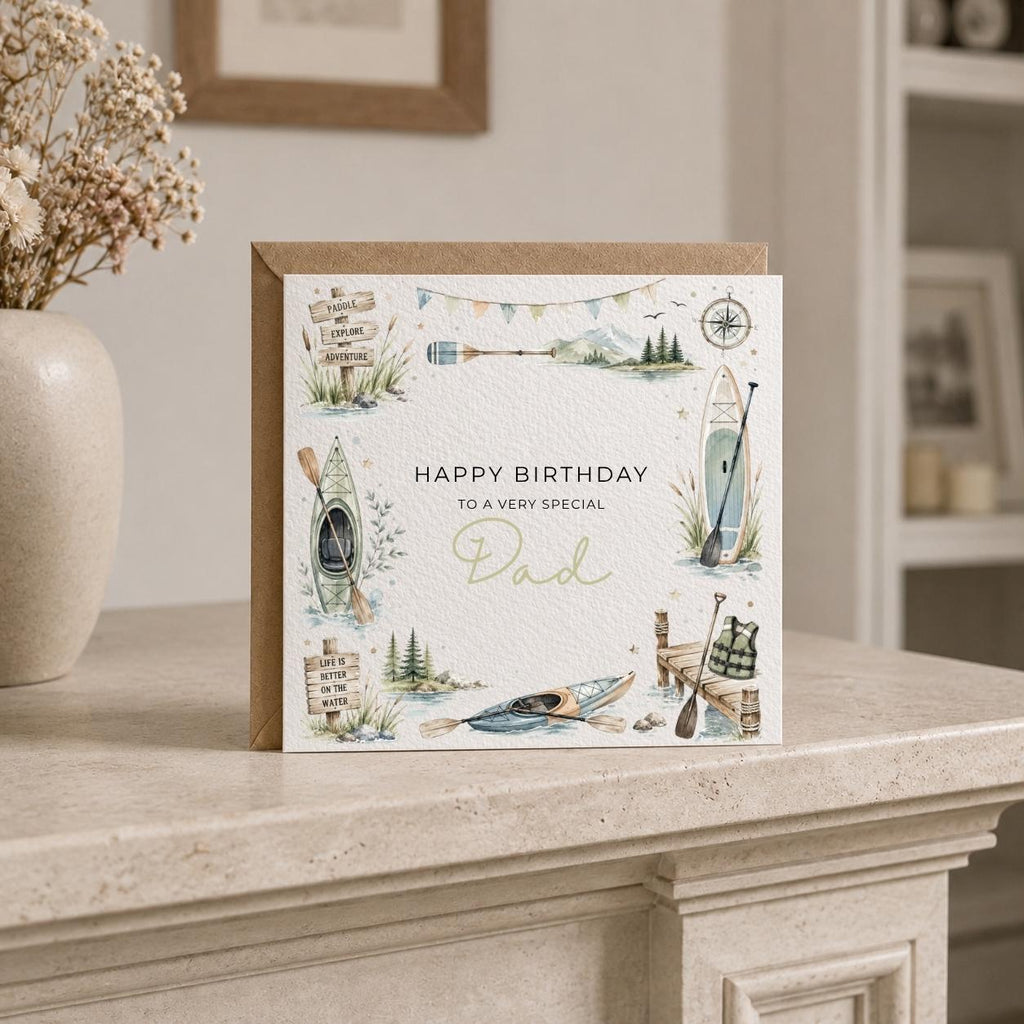 Personalised Kayaking Theme Birthday Card for Husband, Dad, Grandad, Son,  Uncle, Brother etc