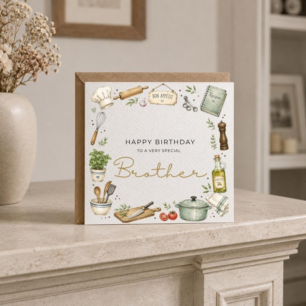 Personalised Chef / Cooking Theme Birthday Card for Husband, Dad, Grandad, Son,  Uncle, Brother etc