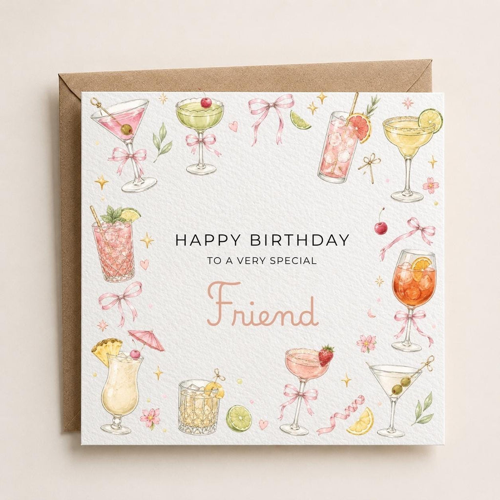 Personalised Cocktail Theme Birthday Card for Wife, Mum, Grandma, Daughter, Auntie, Sister etc
