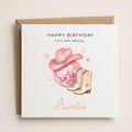 Personalised Cowgirl Theme Birthday Card for Wife, Mum, Grandma, Daughter, Auntie, Sister etc