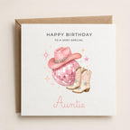 Personalised Cowgirl Theme Birthday Card for Wife, Mum, Grandma, Daughter, Auntie, Sister etc
