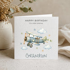 Personalised Airplane Theme Birthday Card for Son, Grandson, Brother etc