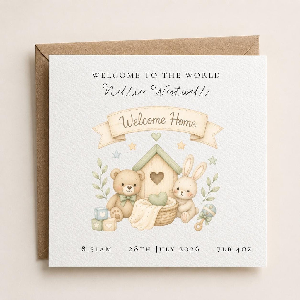 Personalised New Baby Welcome Home Card