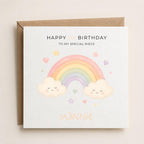 Personalised Rainbow Theme Birthday Card for Daughter, Granddaughter, Sister etc