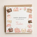 Personalised Designer Bags Theme Birthday Card for Wife, Mum, Grandma, Daughter, Auntie, Sister etc