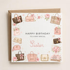Personalised Designer Bags Theme Birthday Card for Wife, Mum, Grandma, Daughter, Auntie, Sister etc