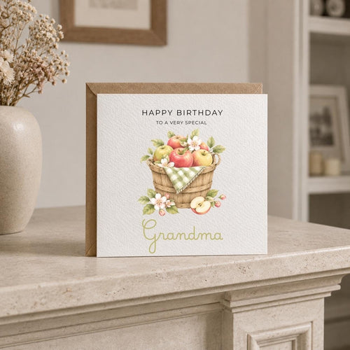 Personalised Apple Orchard Theme Birthday Card for Wife, Mum, Grandma, Daughter, Auntie, Sister etc