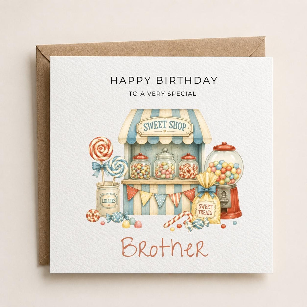 Personalised Sweets Theme Birthday Card for Son, Grandson, Brother etc