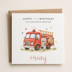 Personalised Fireman Theme Birthday Card for Son, Grandson, Brother etc