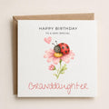 Personalised Ladybird Theme Birthday Card for Daughter, Granddaughter, Sister etc