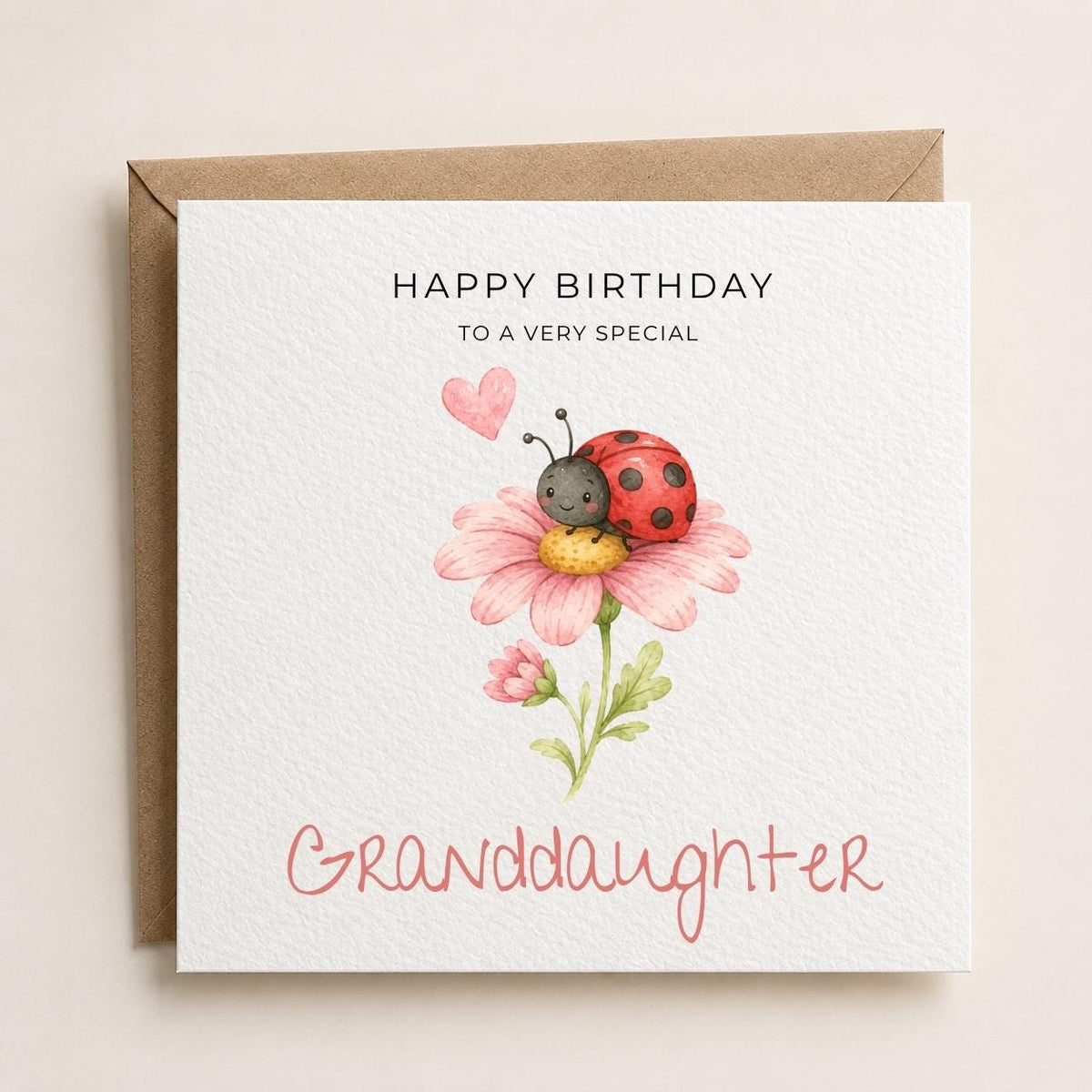 Personalised Ladybird Theme Birthday Card for Daughter, Granddaughter, Sister etc