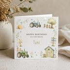 Personalised Farm Theme Birthday Card for Son, Grandson, Brother etc