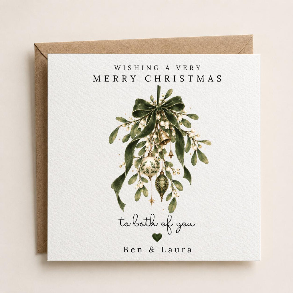 Personalised Christmas Card | Vintage Festive Greeting | Luxury Xmas Keepsake | Completely Customisable | Elegant Mistletoe Christmas