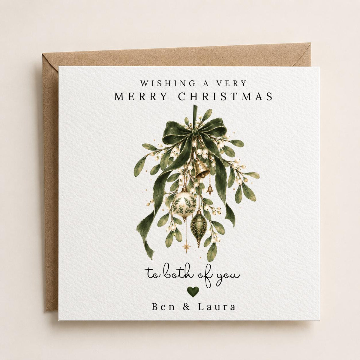 Personalised Christmas Card | Vintage Festive Greeting | Luxury Xmas Keepsake | Completely Customisable | Elegant Mistletoe Christmas