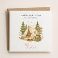 Personalised Camping Theme Birthday Card for Wife, Mum, Grandma, Daughter, Auntie, Sister etc