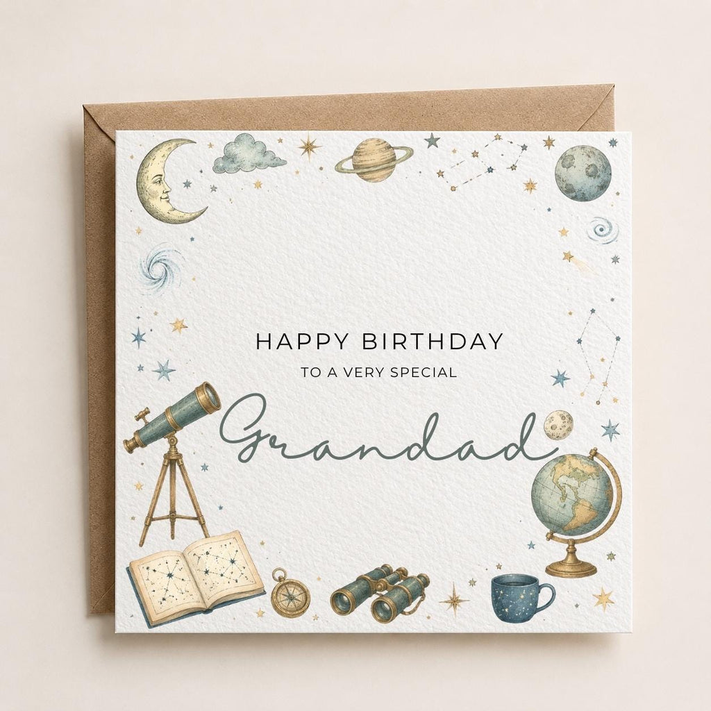 Personalised Astronomy Theme Birthday Card for Husband, Dad, Grandad, Son,  Uncle, Brother etc