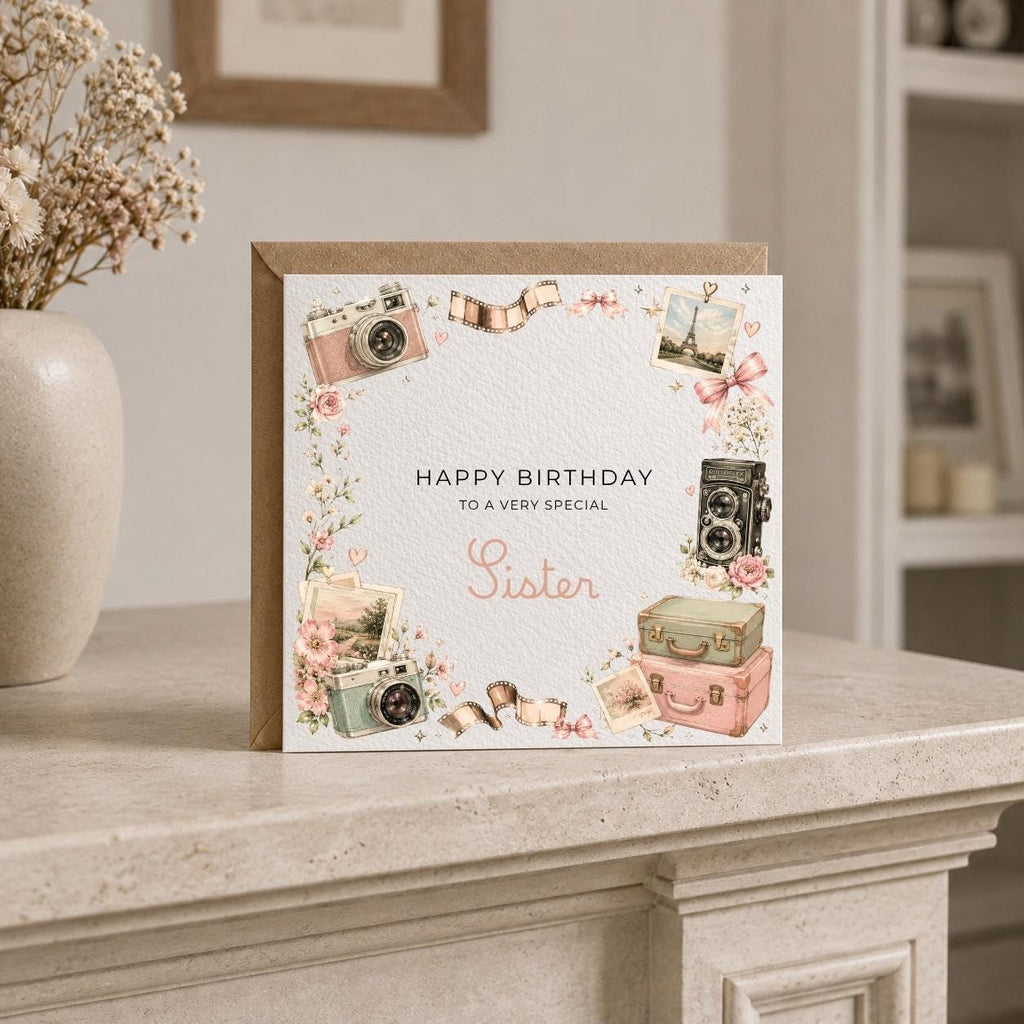Personalised Camera Theme Birthday Card for Wife, Mum, Grandma, Daughter, Auntie, Sister etc