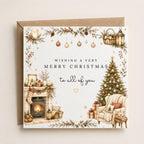 Personalised Christmas Card | Vintage Festive Greeting | Luxury Xmas Keepsake | Completely Customisable | Cosy Cottage