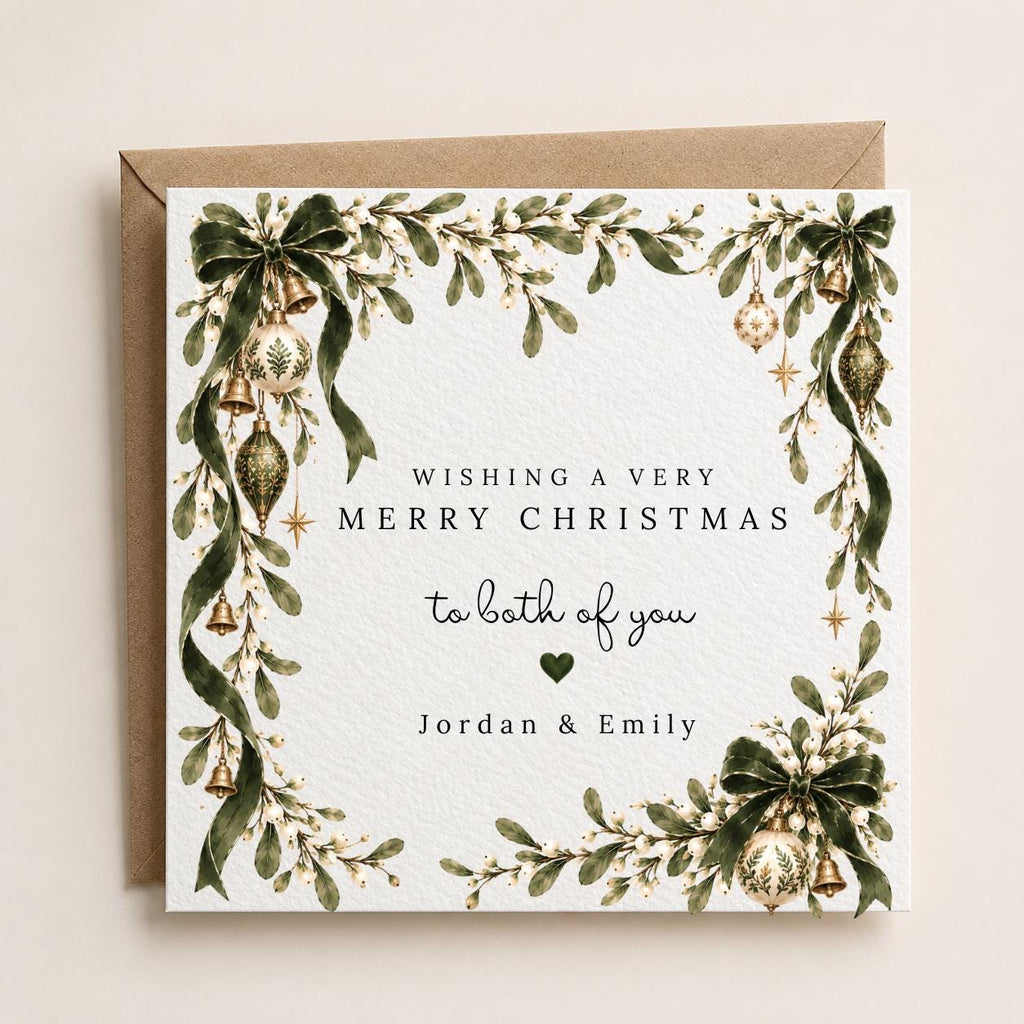 Personalised Christmas Card | Vintage Festive Greeting | Luxury Xmas Keepsake | Completely Customisable | Elegant Mistletoe Christmas