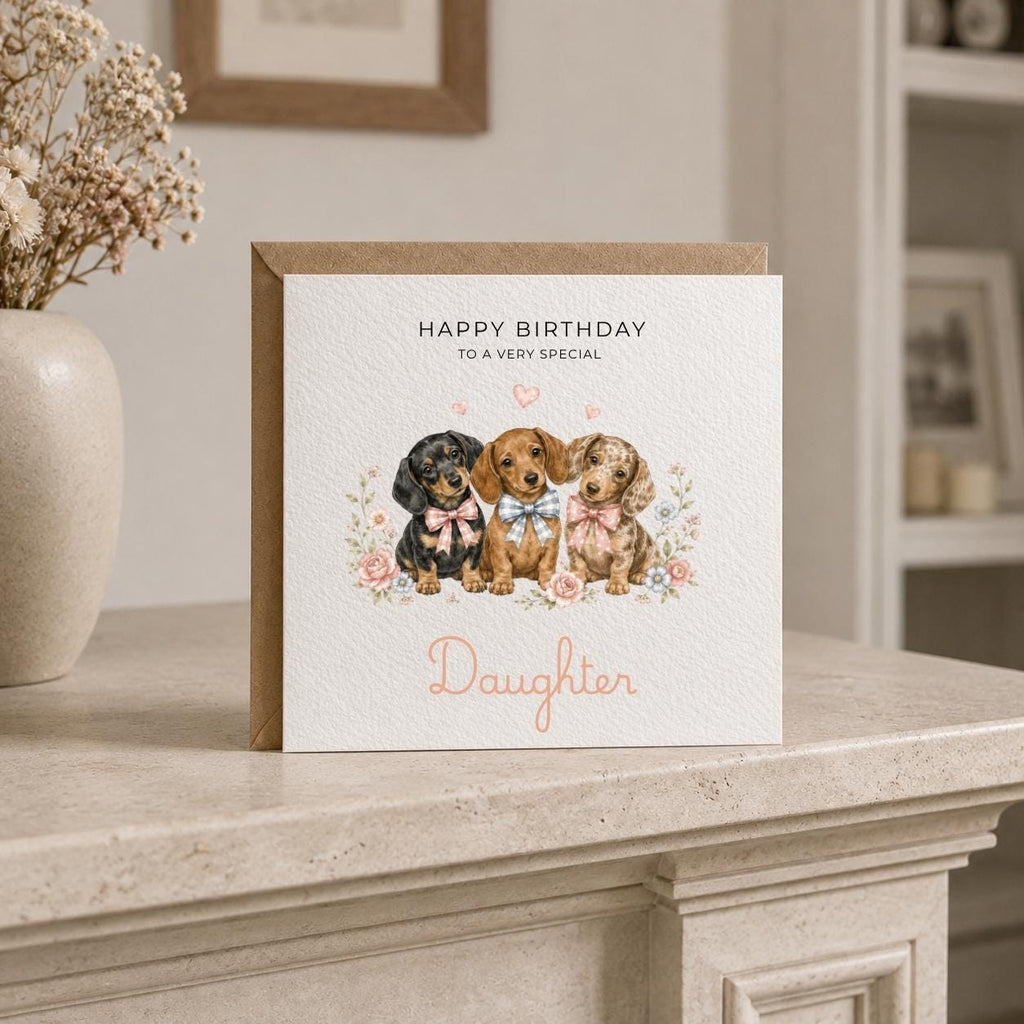 Personalised Dachshund Theme Birthday Card for Wife, Mum, Grandma, Daughter, Auntie, Sister etc