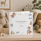 Personalised Superhero Theme Birthday Card for Son, Grandson, Brother etc