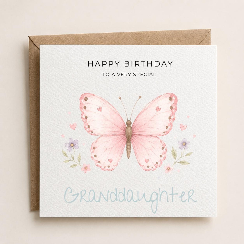 Personalised Butterfly Theme Birthday Card for Daughter, Granddaughter, Sister etc