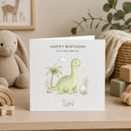 Personalised Dinosaur Theme Birthday Card for Son, Grandson, Brother etc