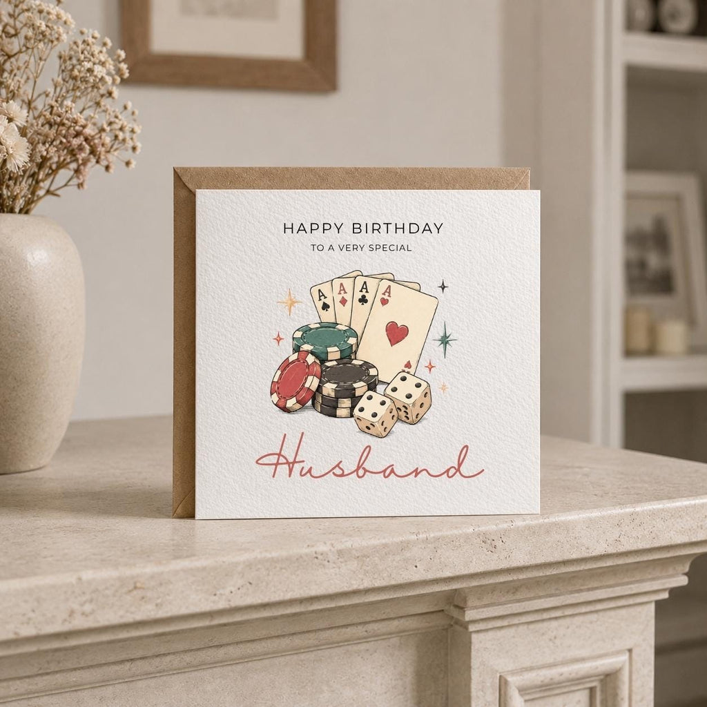 Personalised Casino Theme Birthday Card for Husband, Dad, Grandad, Son,  Uncle, Brother etc