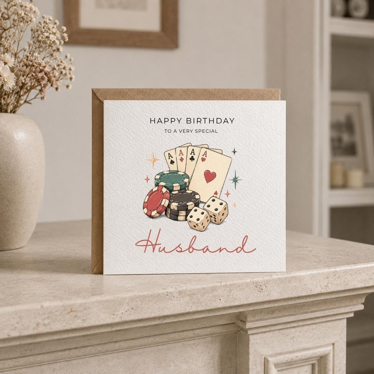 Personalised Casino Theme Birthday Card for Husband, Dad, Grandad, Son,  Uncle, Brother etc