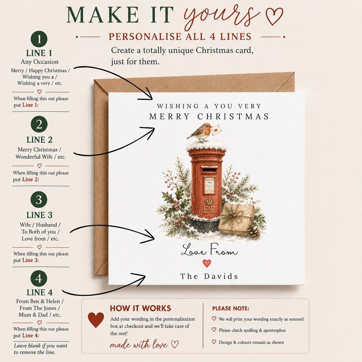 Personalised Christmas Card | Vintage Festive Greeting | Luxury Xmas Keepsake | Completely Customisable | Winter Scenes