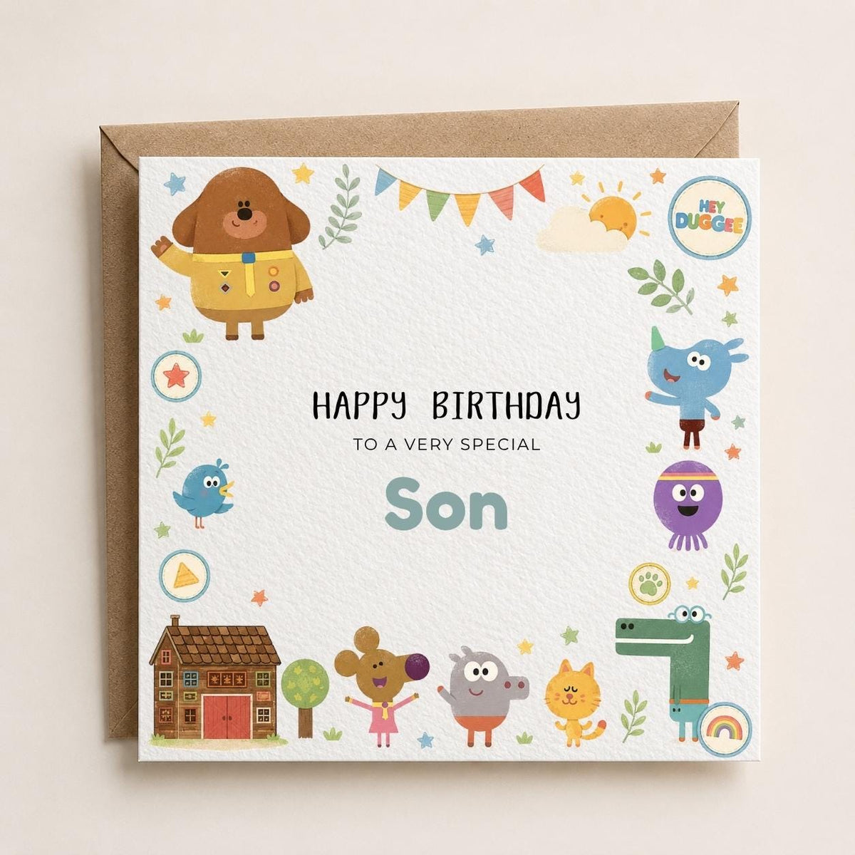 Personalised TV Dog | Duggee Theme Birthday Card for Son, Daughter, Sister Brother, Friend etc