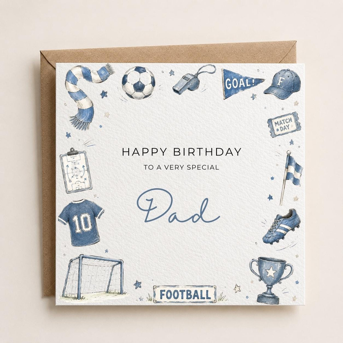 Personalised Football Theme Birthday Card for Husband, Dad, Grandad, Son,  Uncle, Brother etc