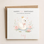 Personalised Swan Theme Birthday Card for Daughter, Granddaughter, Sister etc