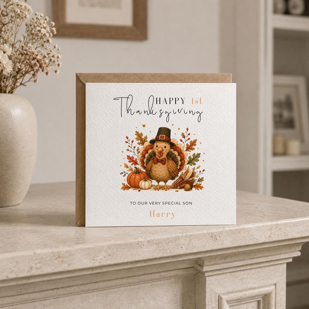 Personalised Children's Thanksgiving Theme Greetings Card, Completely Customizable