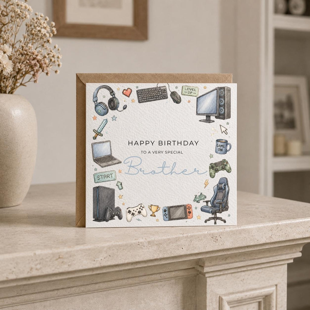 Personalised Gaming Theme Birthday Card for Husband, Dad, Grandad, Son,  Uncle, Brother etc
