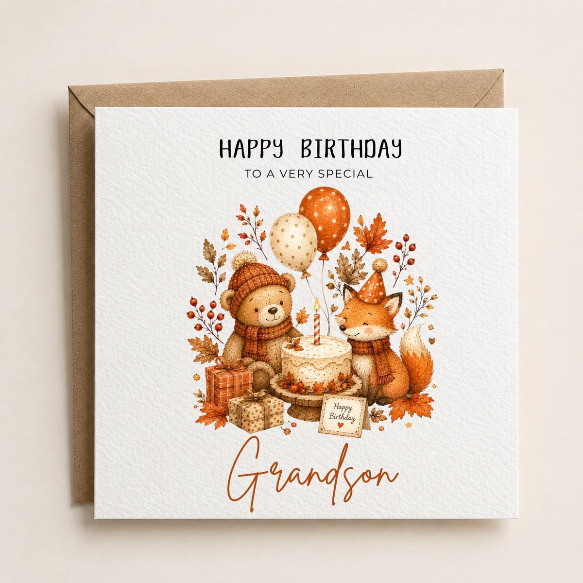 Personalised Autumn Theme Birthday Card for Daughter, Son, Brother, Sister Friend etc