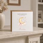 Personalised Moon / Stars Theme Birthday Card for Wife, Mum, Grandma, Daughter, Auntie, Sister etc