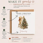 Personalised Vintage Christmas Card for Children | Teddy Bear, Tree, Gifts