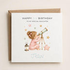 Personalised Stargazing Theme Birthday Card for Daughter, Granddaughter, Sister etc