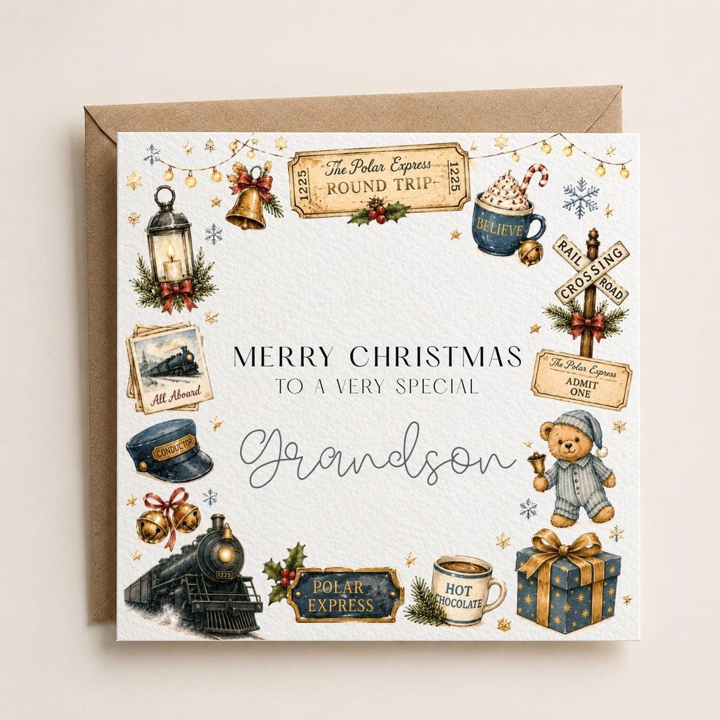 Personalised Polar Express Christmas Card for Children