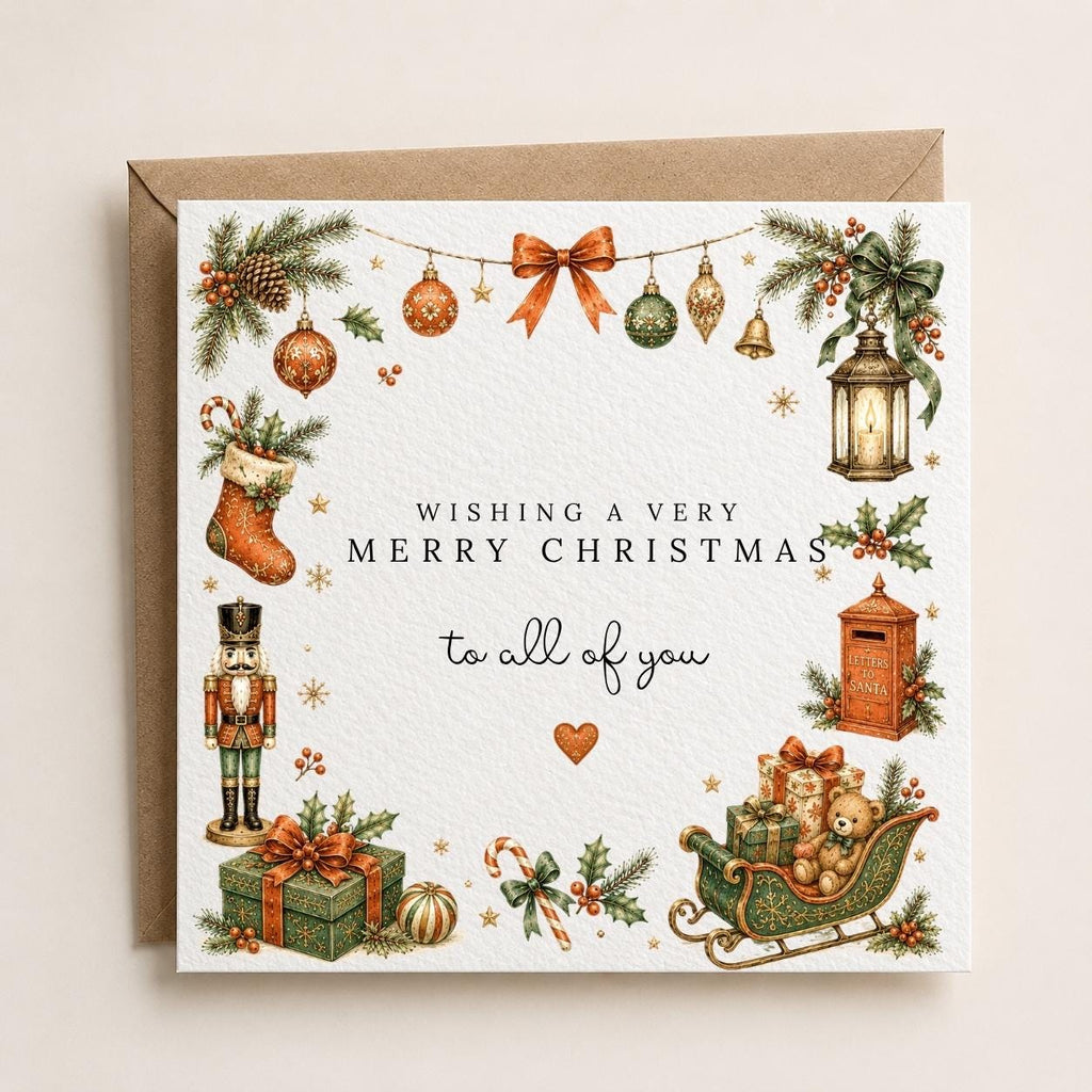 Personalised Christmas Card | Vintage Festive Greeting | Luxury Xmas Keepsake | Completely Customisable | Old-Fashioned Christmas