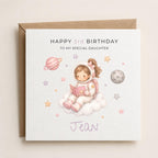 Personalised Space Theme Birthday Card for Daughter, Granddaughter, Sister etc