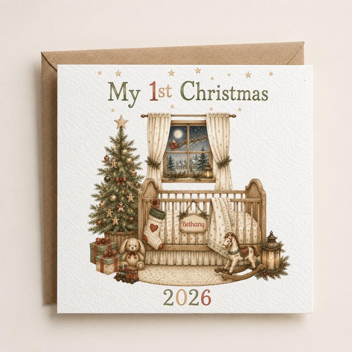 Personalised Christmas Card | My 1st Christmas | Add Any Name | For New-born / Baby