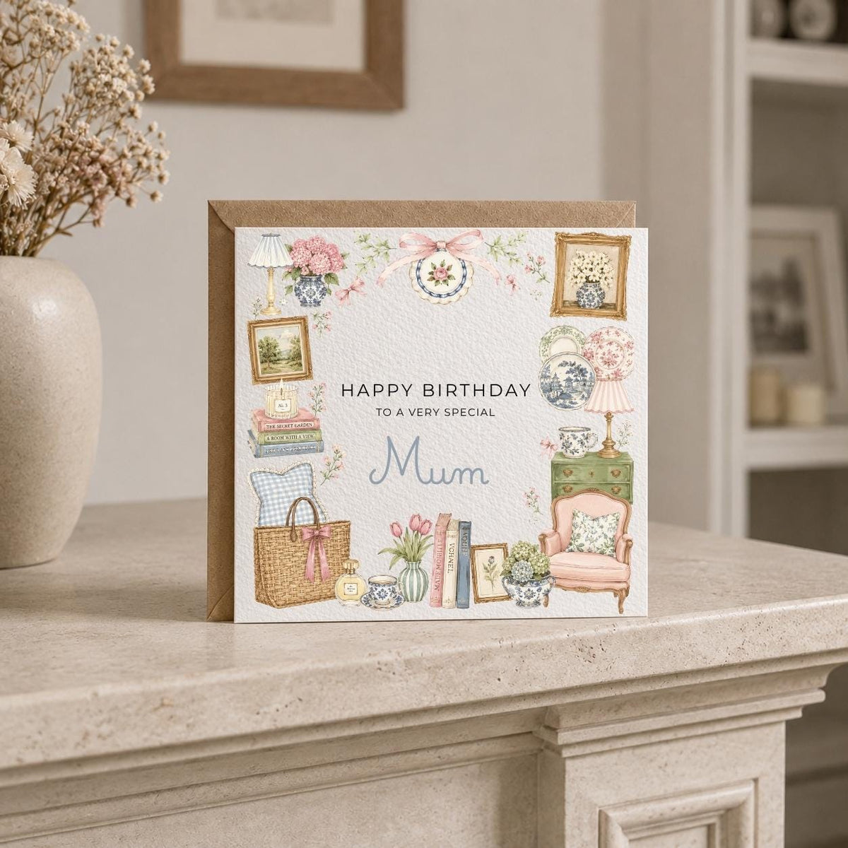 Personalised Grandmillennial Theme Birthday Card for Wife, Mum, Grandma, Daughter, Auntie, Sister etc