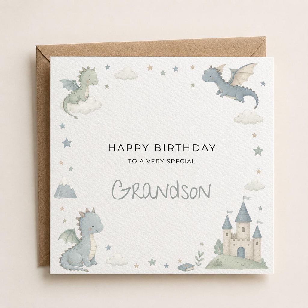 Personalised Dragon Theme Birthday Card for Son, Grandson, Brother etc