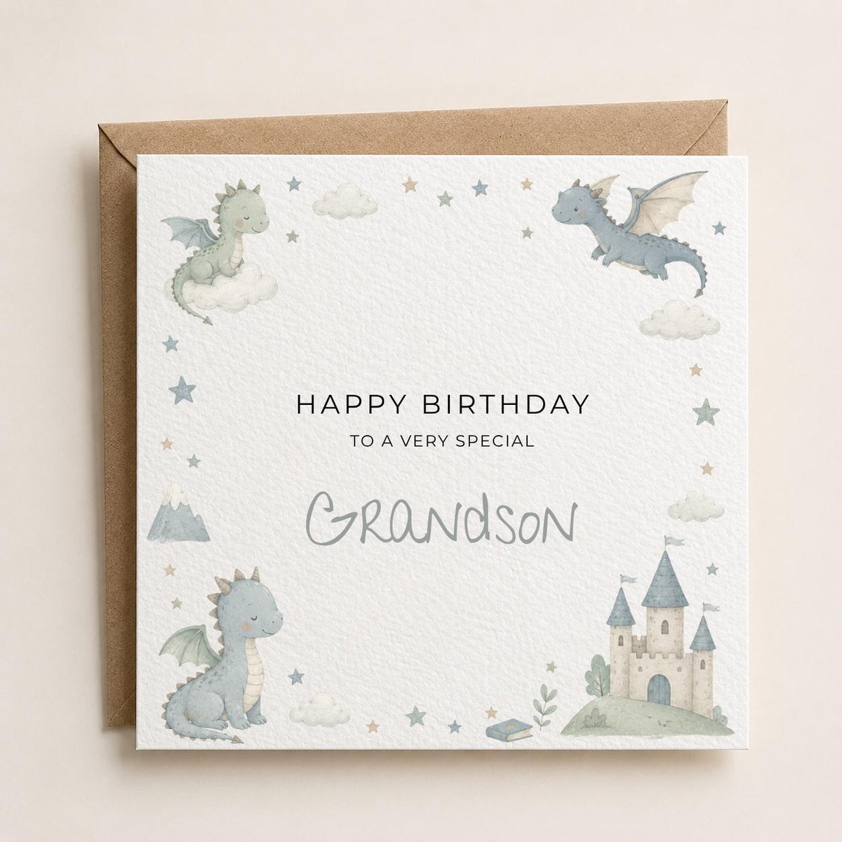 Personalised Dragon Theme Birthday Card for Son, Grandson, Brother etc
