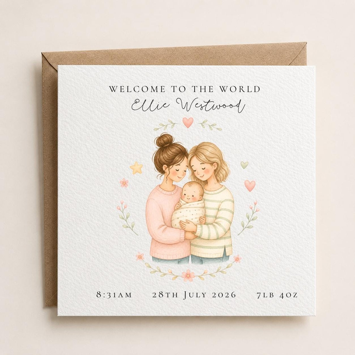 Personalised Mum & Mum New Baby Card