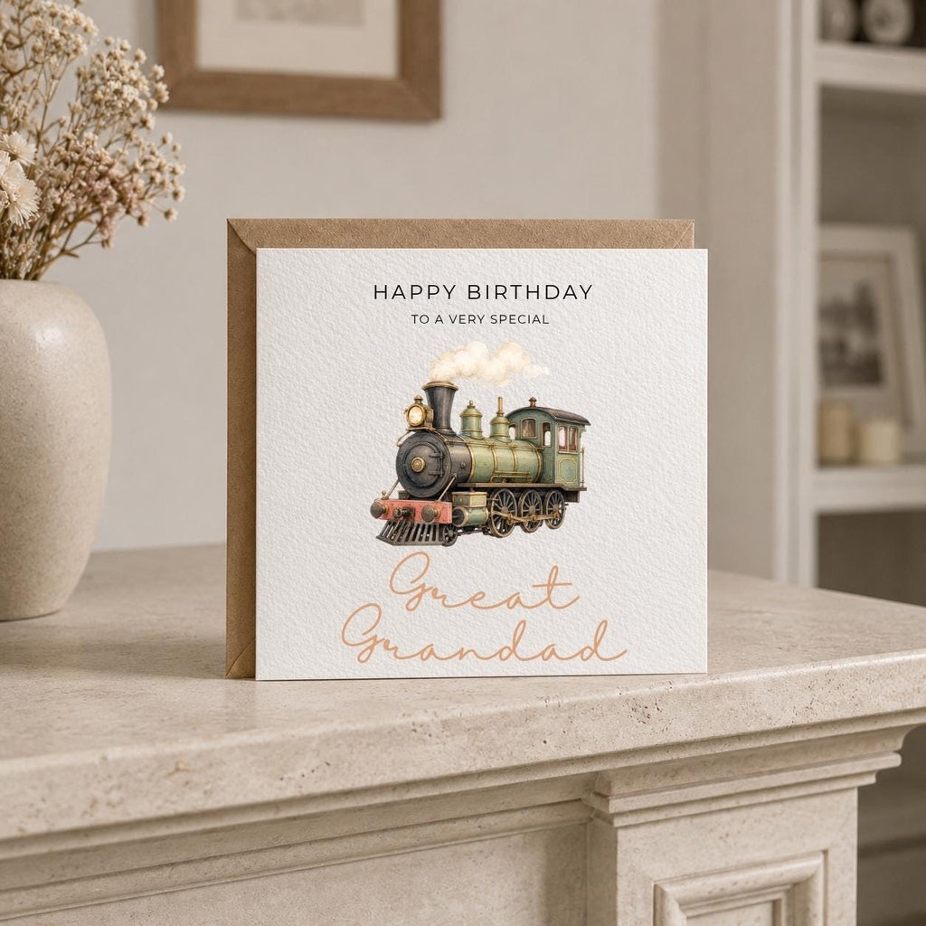 Personalised Train Theme Birthday Card for Husband, Dad, Grandad, Son,  Uncle, Brother etc
