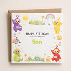 Personalised TV Characters | Teletubbies Theme Birthday Card for Son, Daughter, Brother, Sister etc