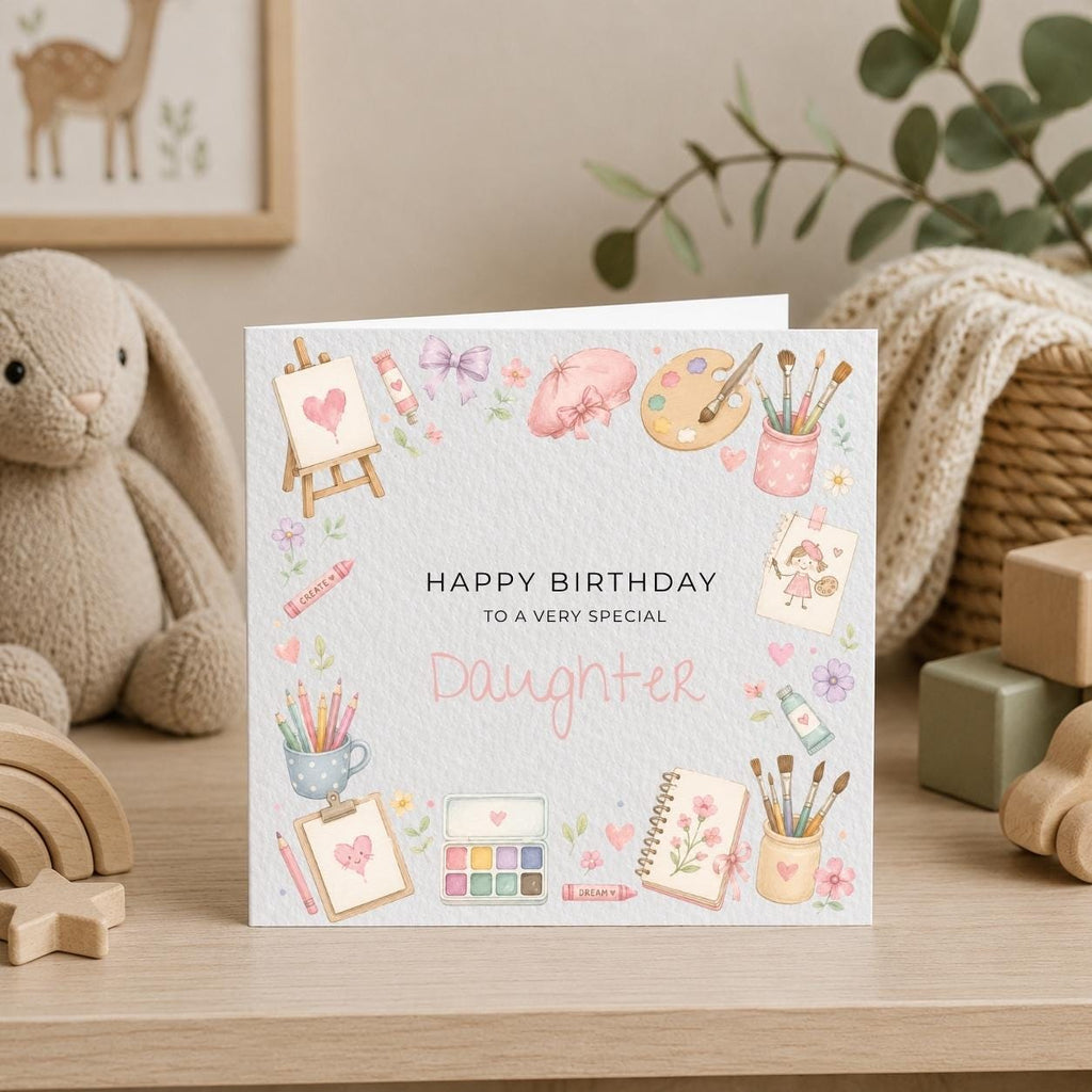 Personalised Arts / Painting Theme Birthday Card for Daughter, Granddaughter, Sister etc